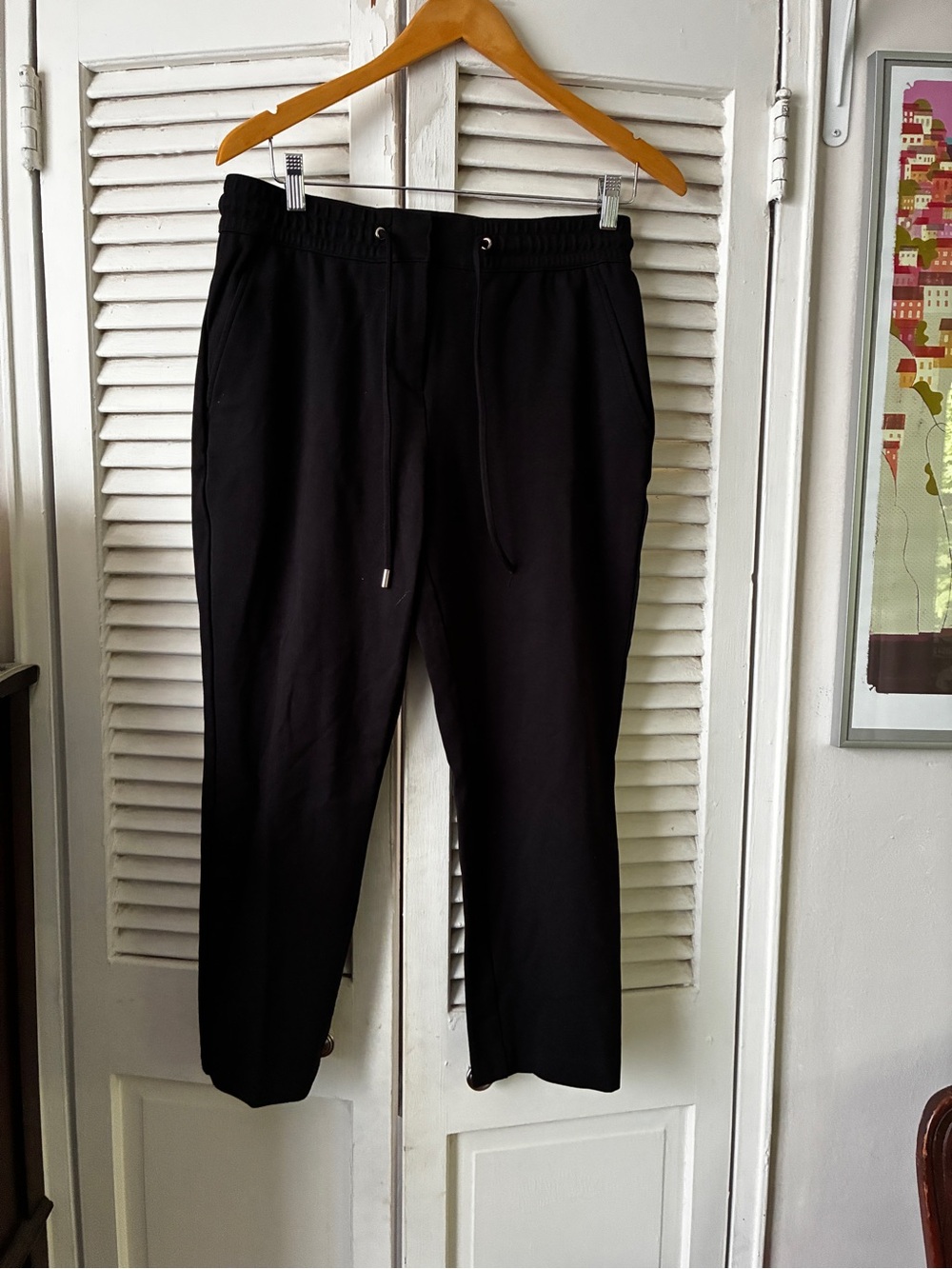 Reiss Black Drawstring Tapered Joggers